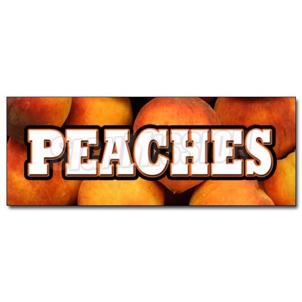 PEACHES DECAL sticker peach fruit stand farmers market produce vegetables, D-12 Peaches
